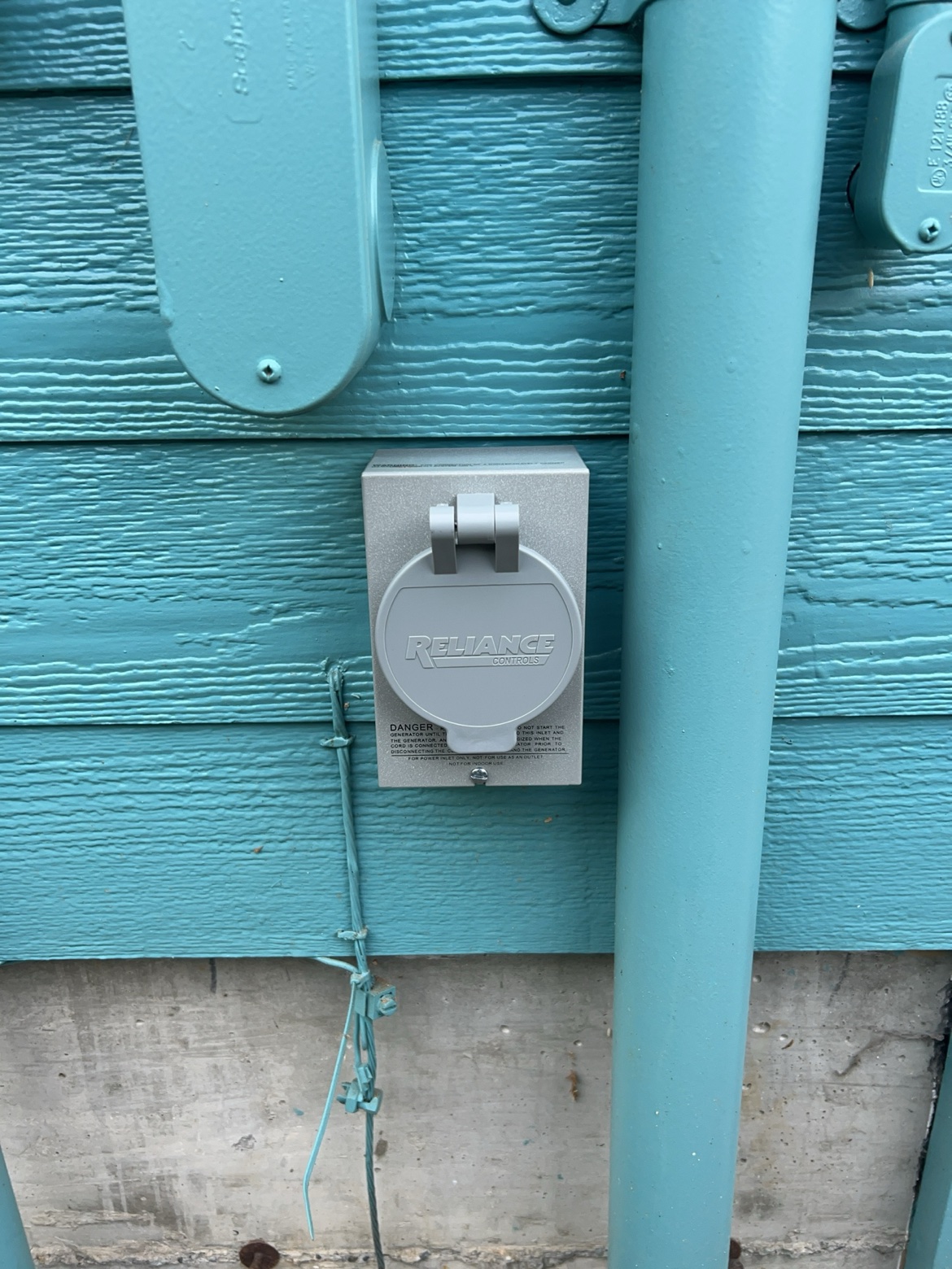 Generator power inlet on exterior wall, Washington Electrical